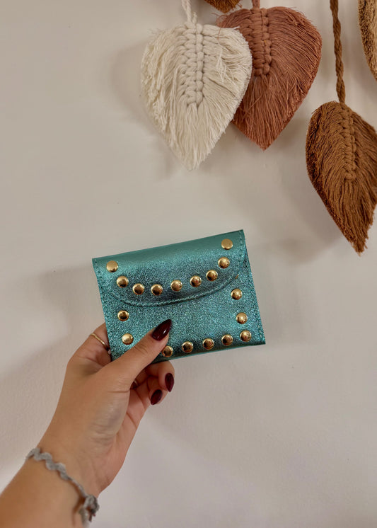 Porte Cartes 100% cuir | irisé effet paillettes