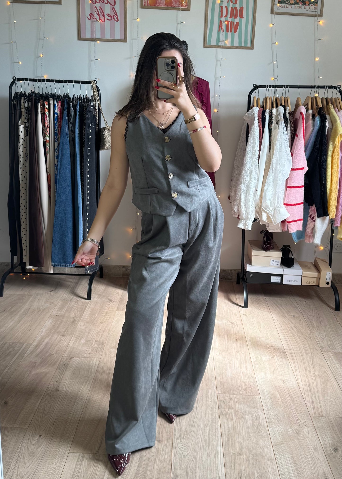 Pantalon Tailleur en Daim