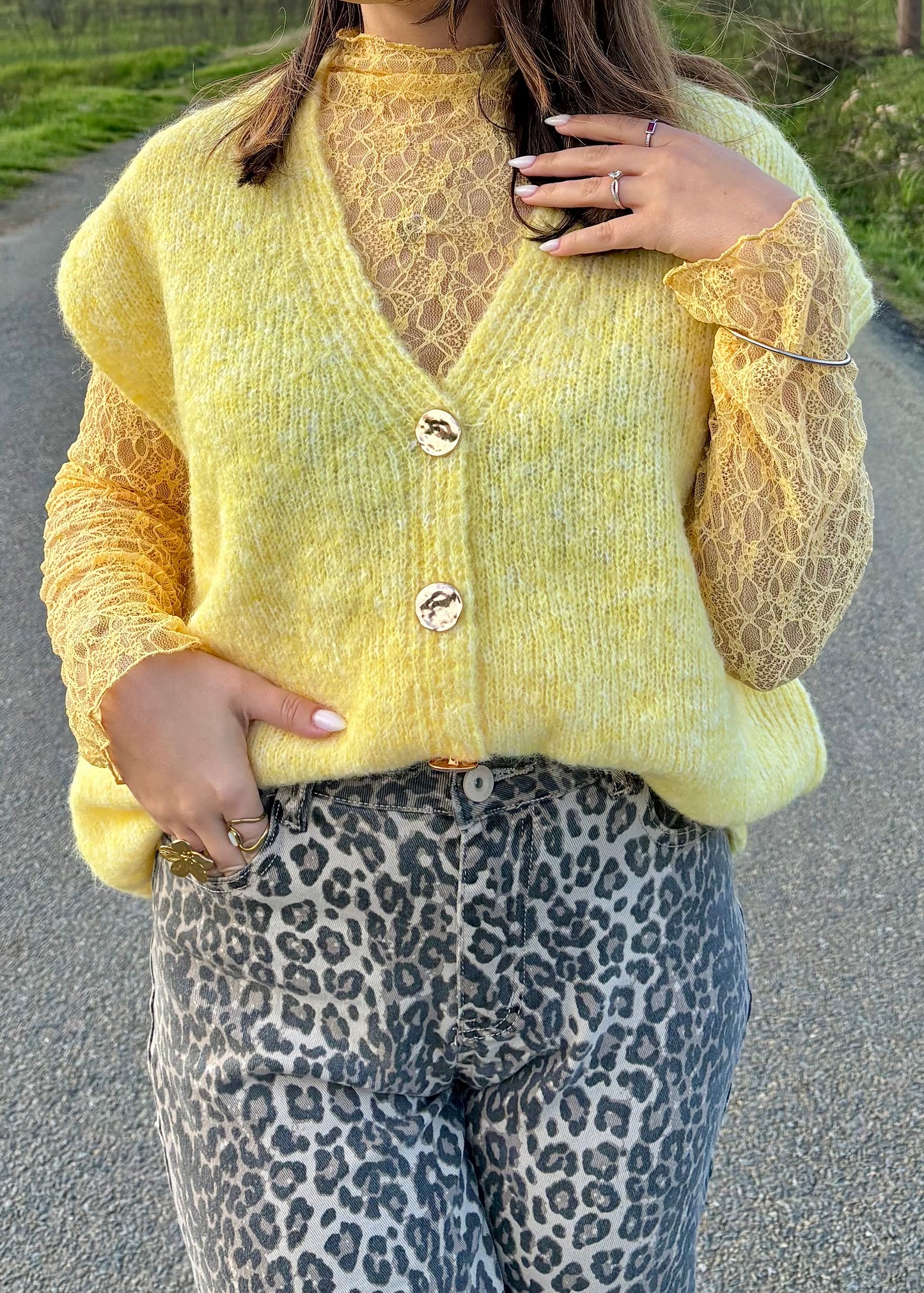 Cardigan avec top dentelle intégré
