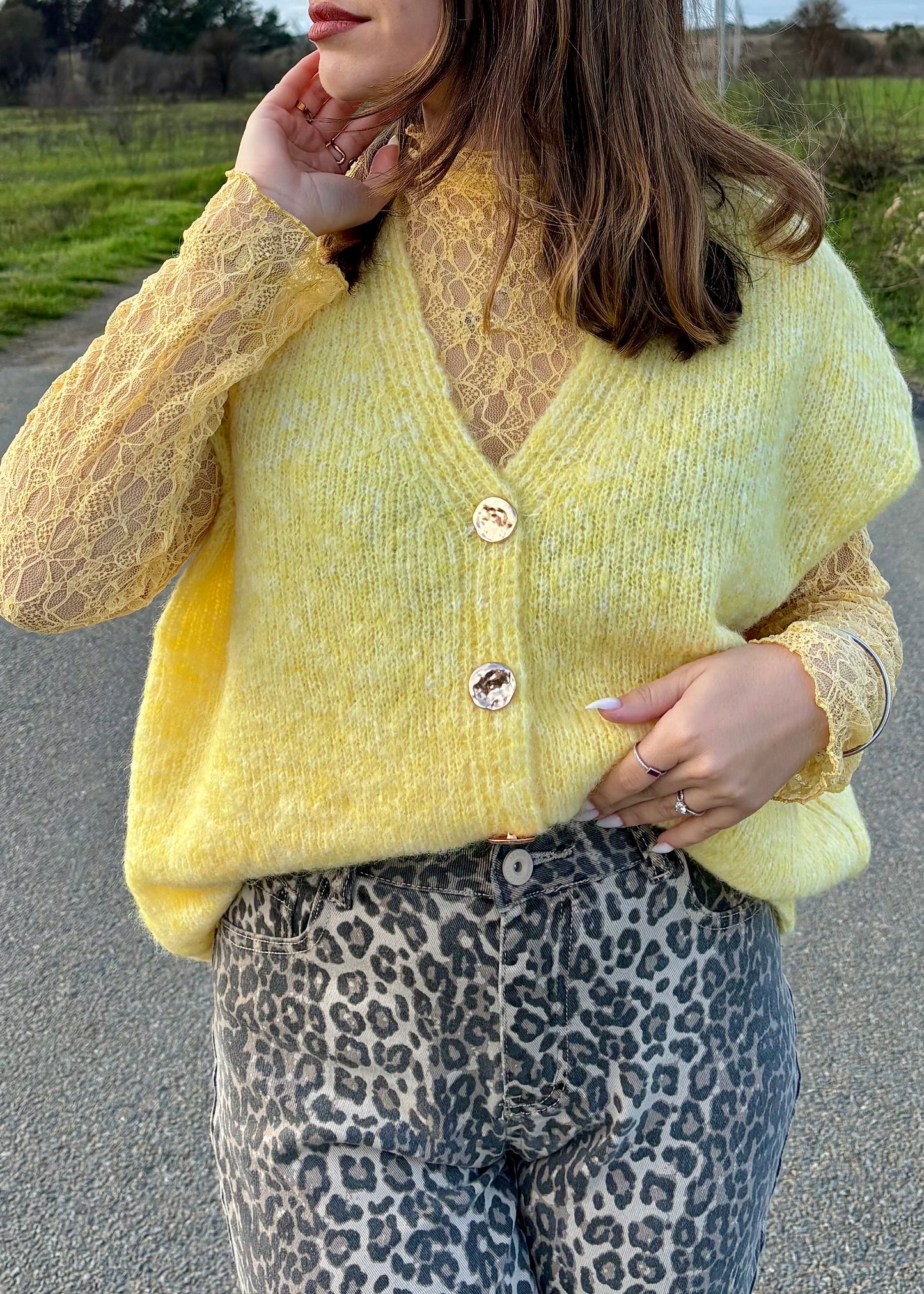 Cardigan avec top dentelle intégré