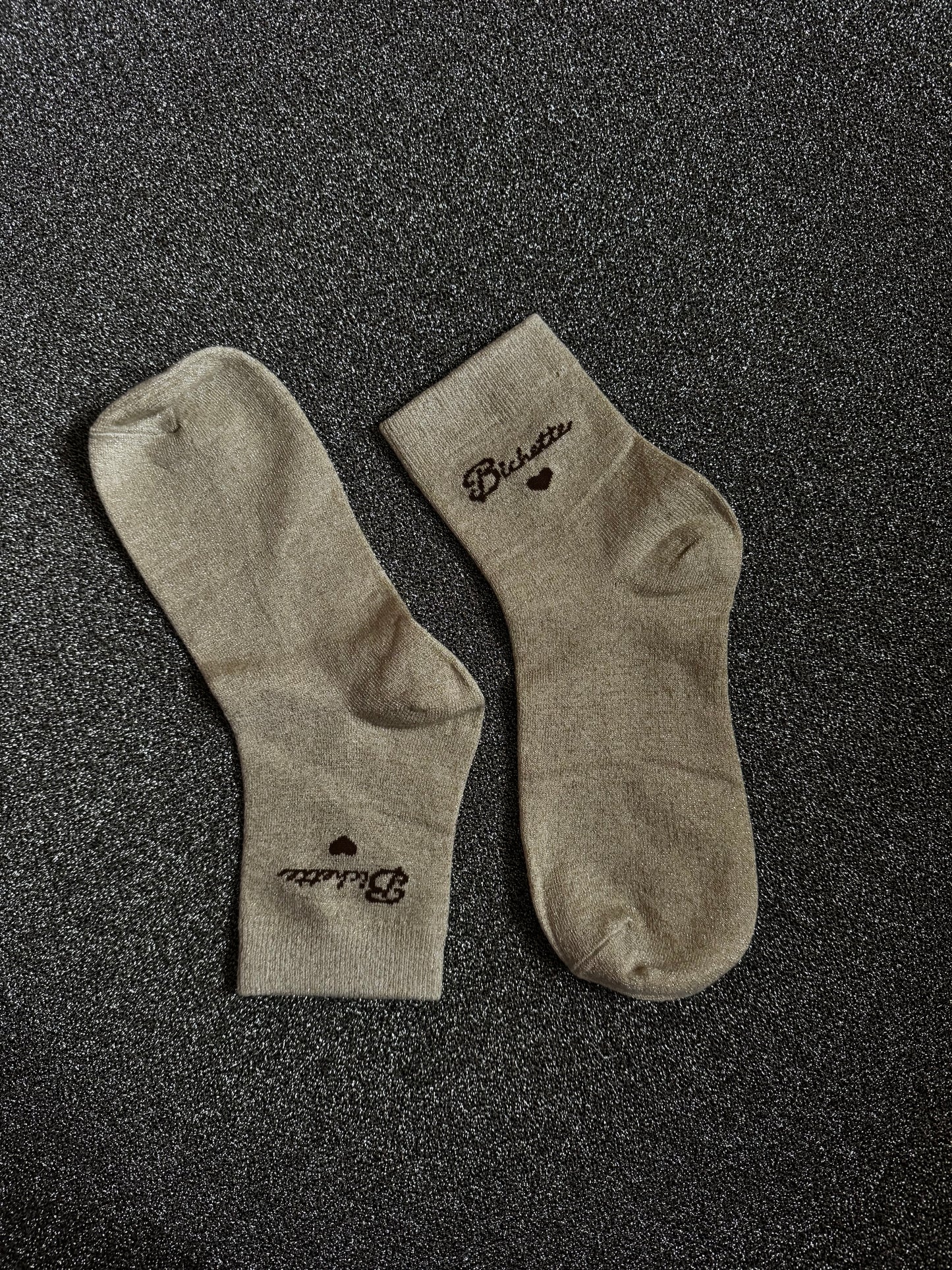 Chaussettes beige à paillettes Bichette - Tendances et confort