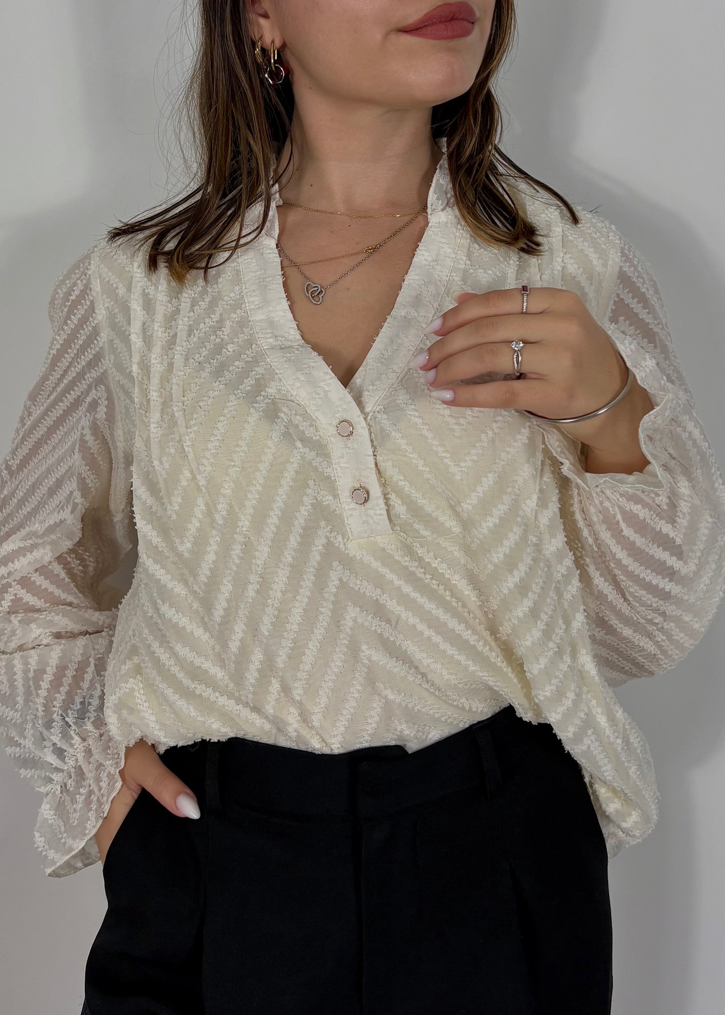 Blouse écru à motifs Emiliana