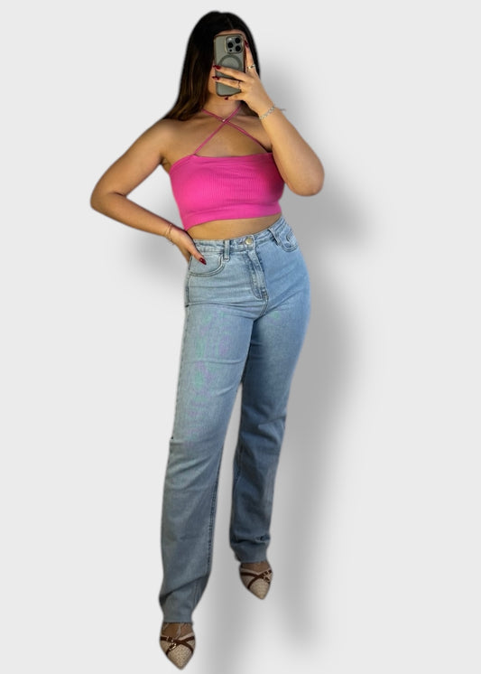 Basic Top Côtelé fushia - Coques Intégrées