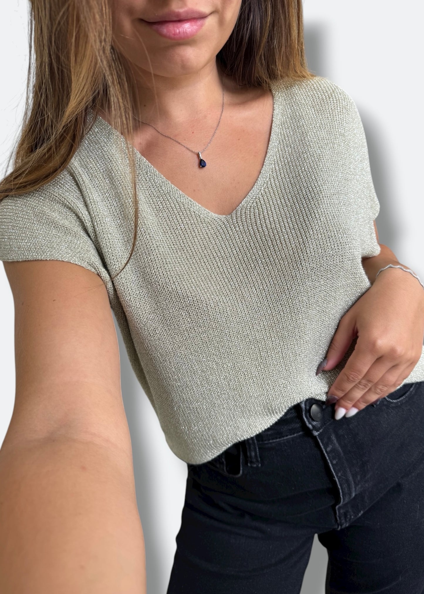 Pull sans manche à paillettes