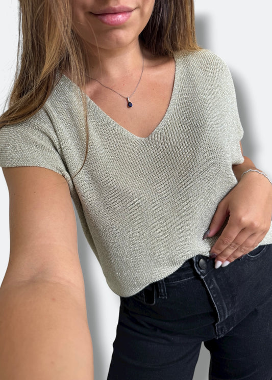 Pull sans manche à paillettes