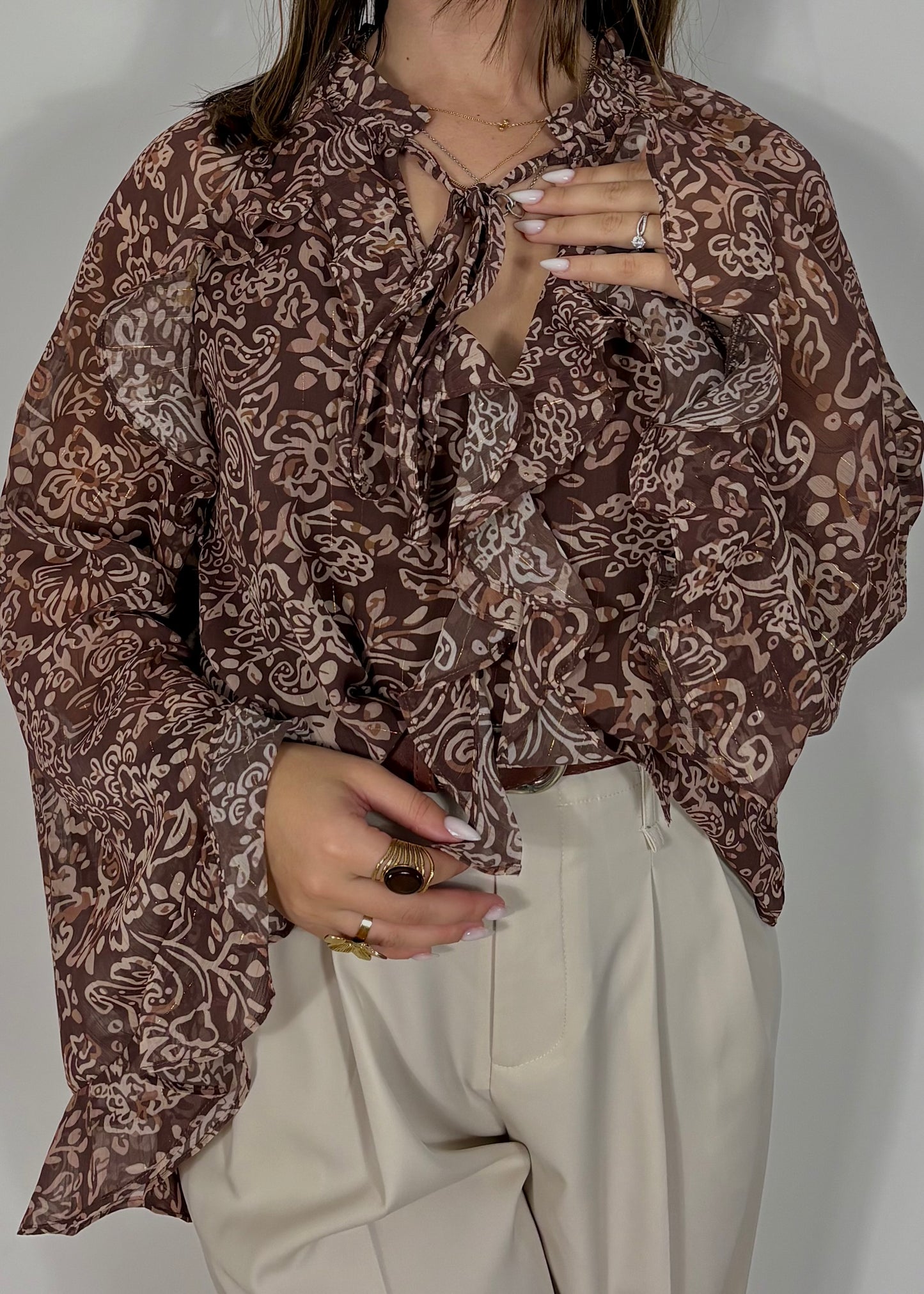 Blouse à motifs chocolat Lola