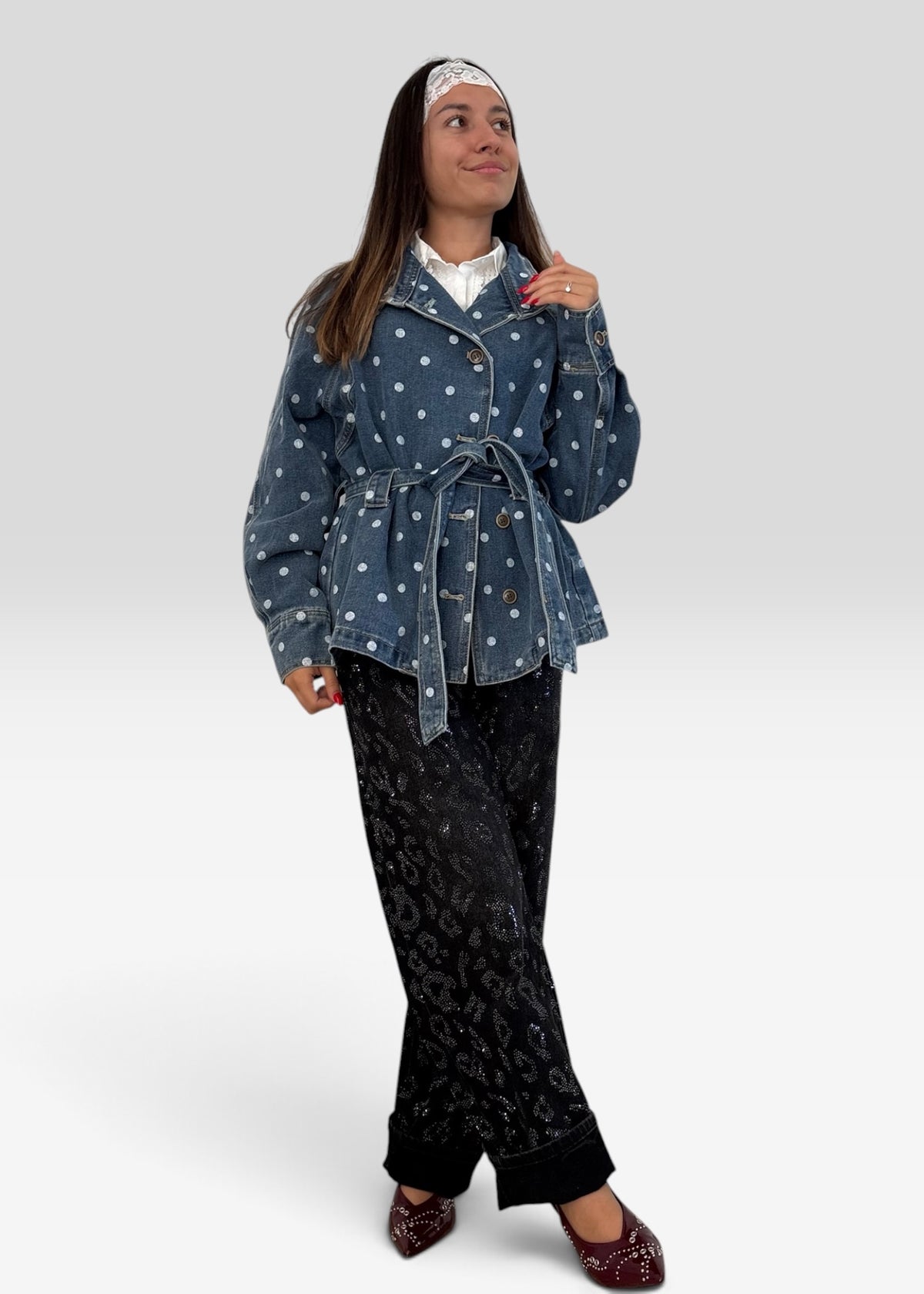 Veste en jean à Pois