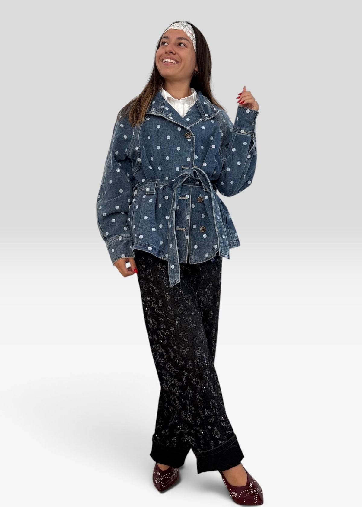 Veste en jean à Pois