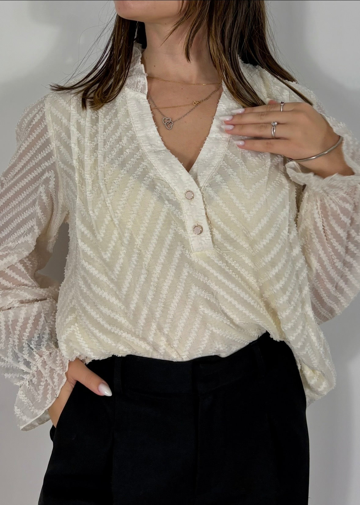Blouse écru à motifs Emiliana