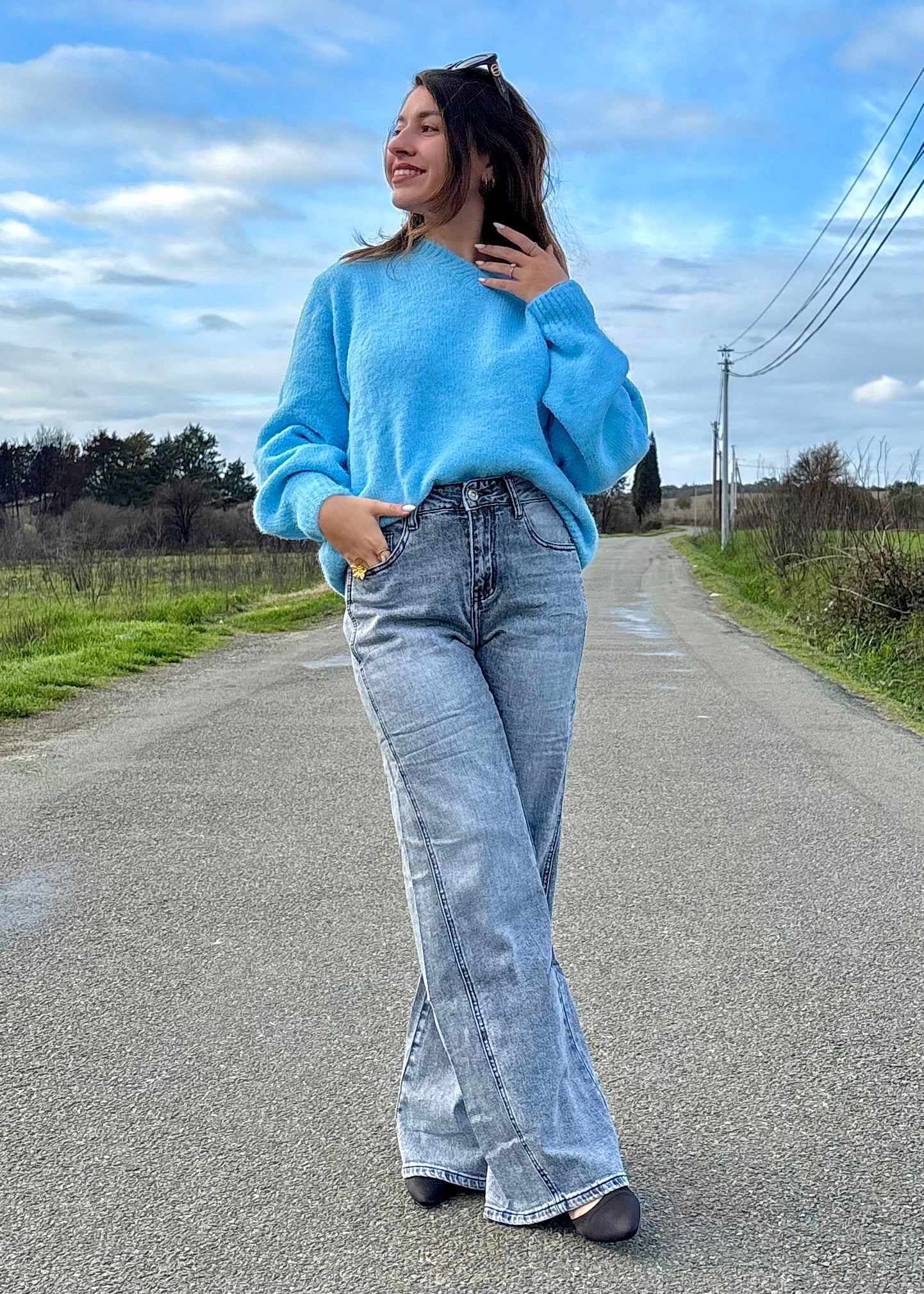 Jean gris Wide Leg Louisa